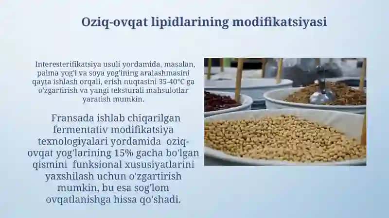 Oziqa lipidlari ishlab chiqarish texnologiyasi 3