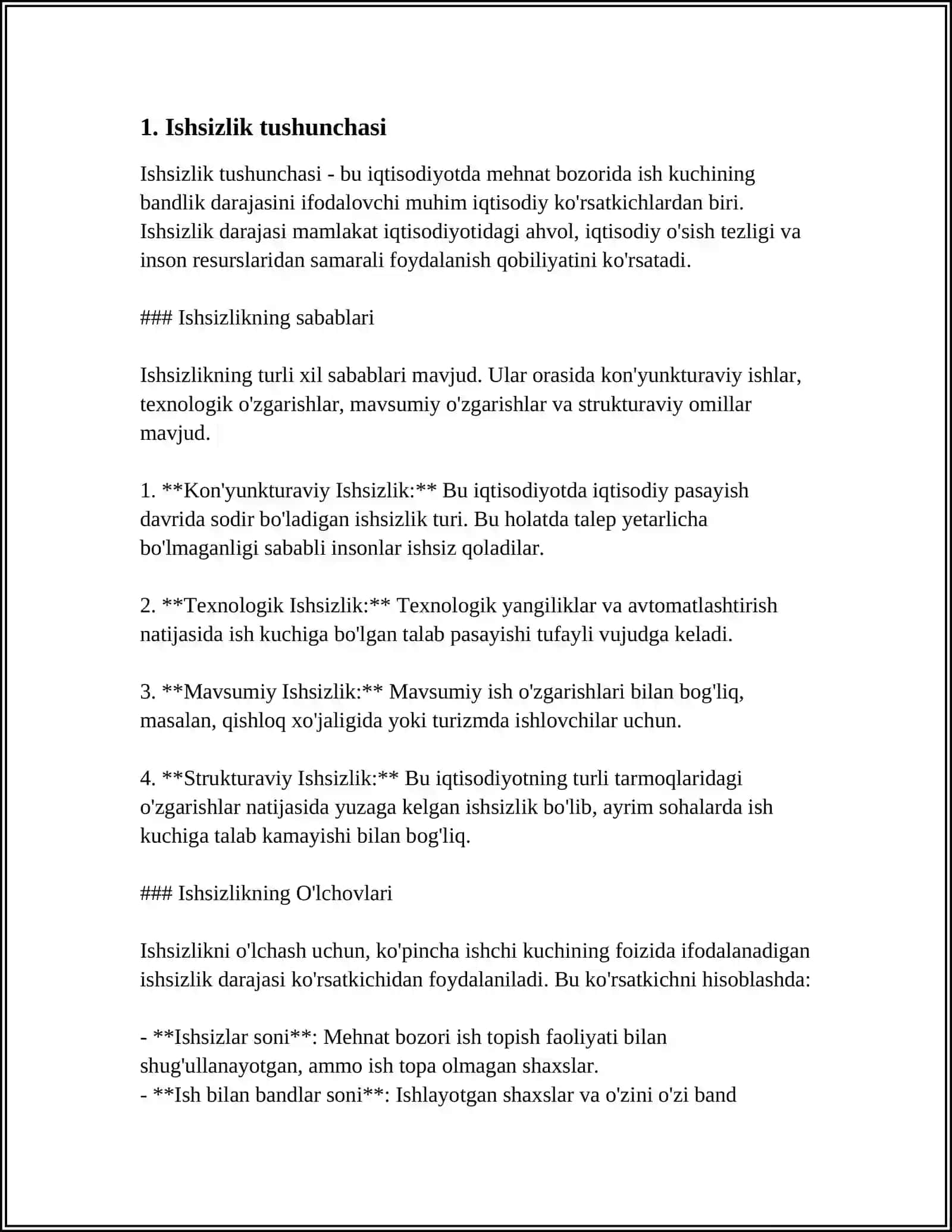 ISHSIZLIK TURLARI VA OʻZBEKISTONDA BANDLIK MUAMMOLARI 3