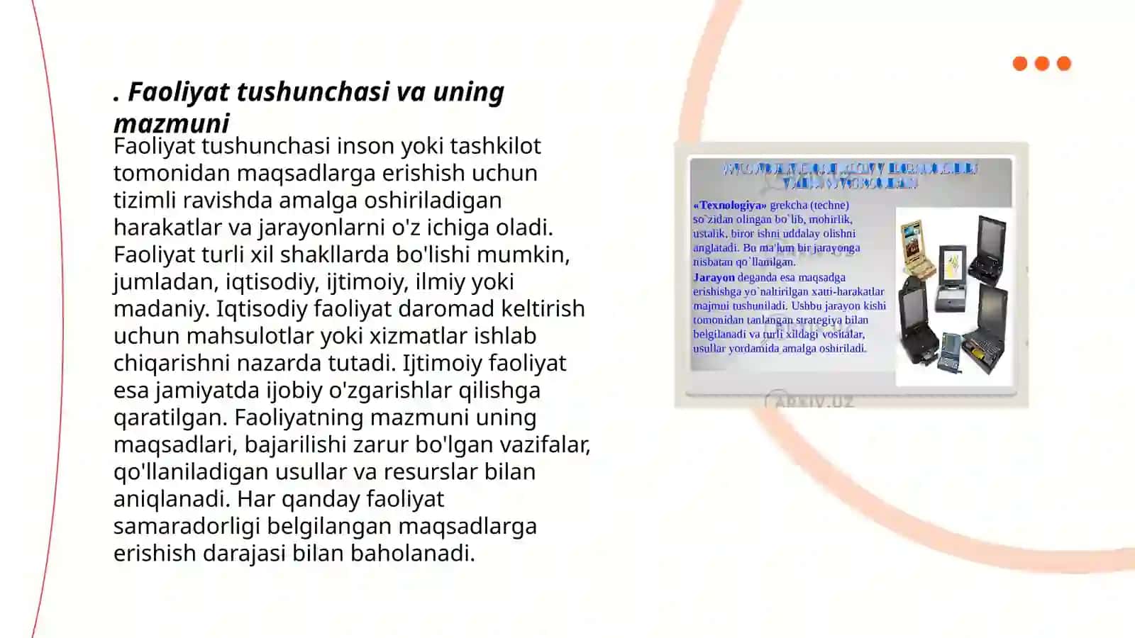 Faoliyatning o'zlashtirish va malakalarini egallash 3