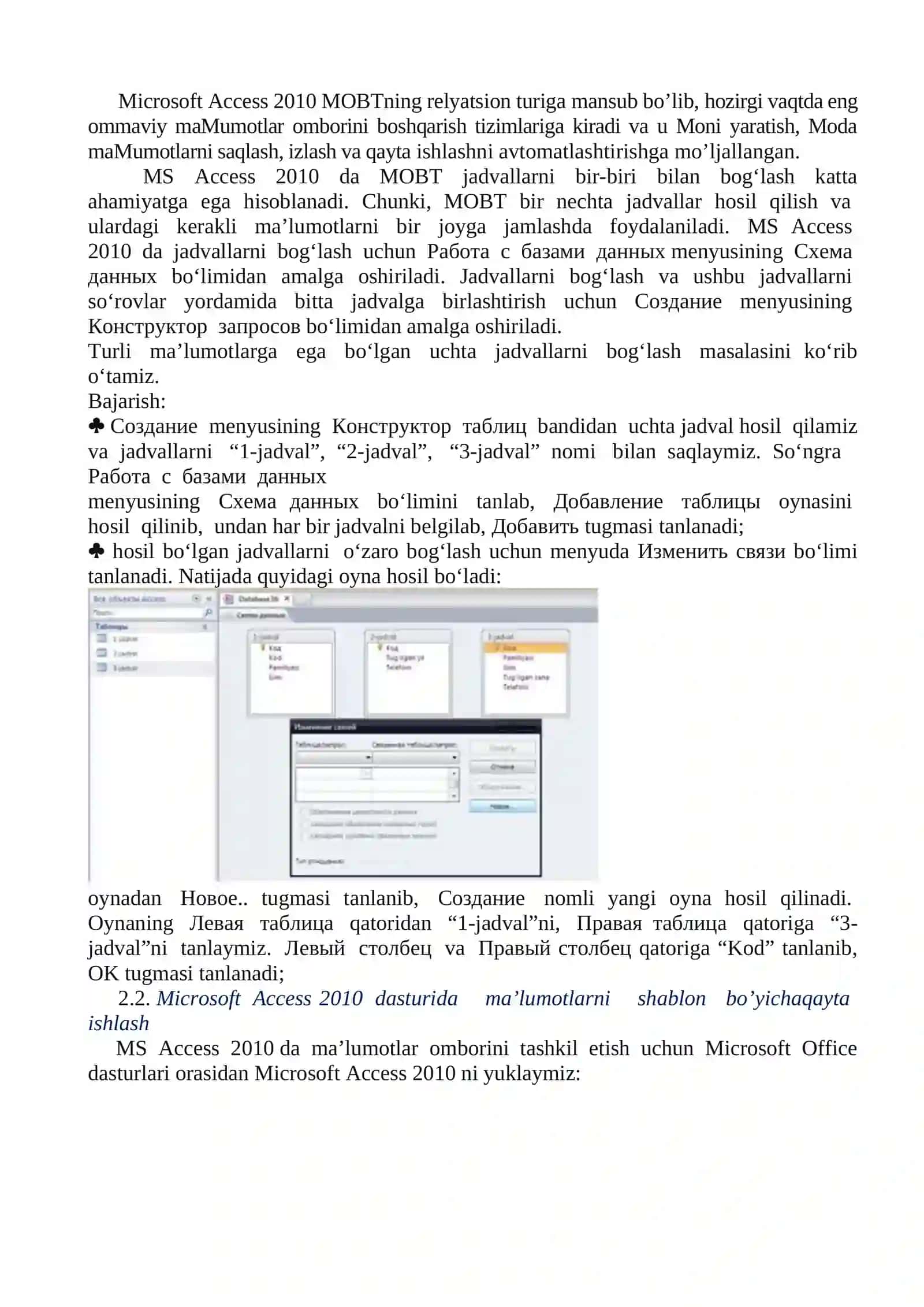 MS Accesda malumotlar omborini yaratish 3
