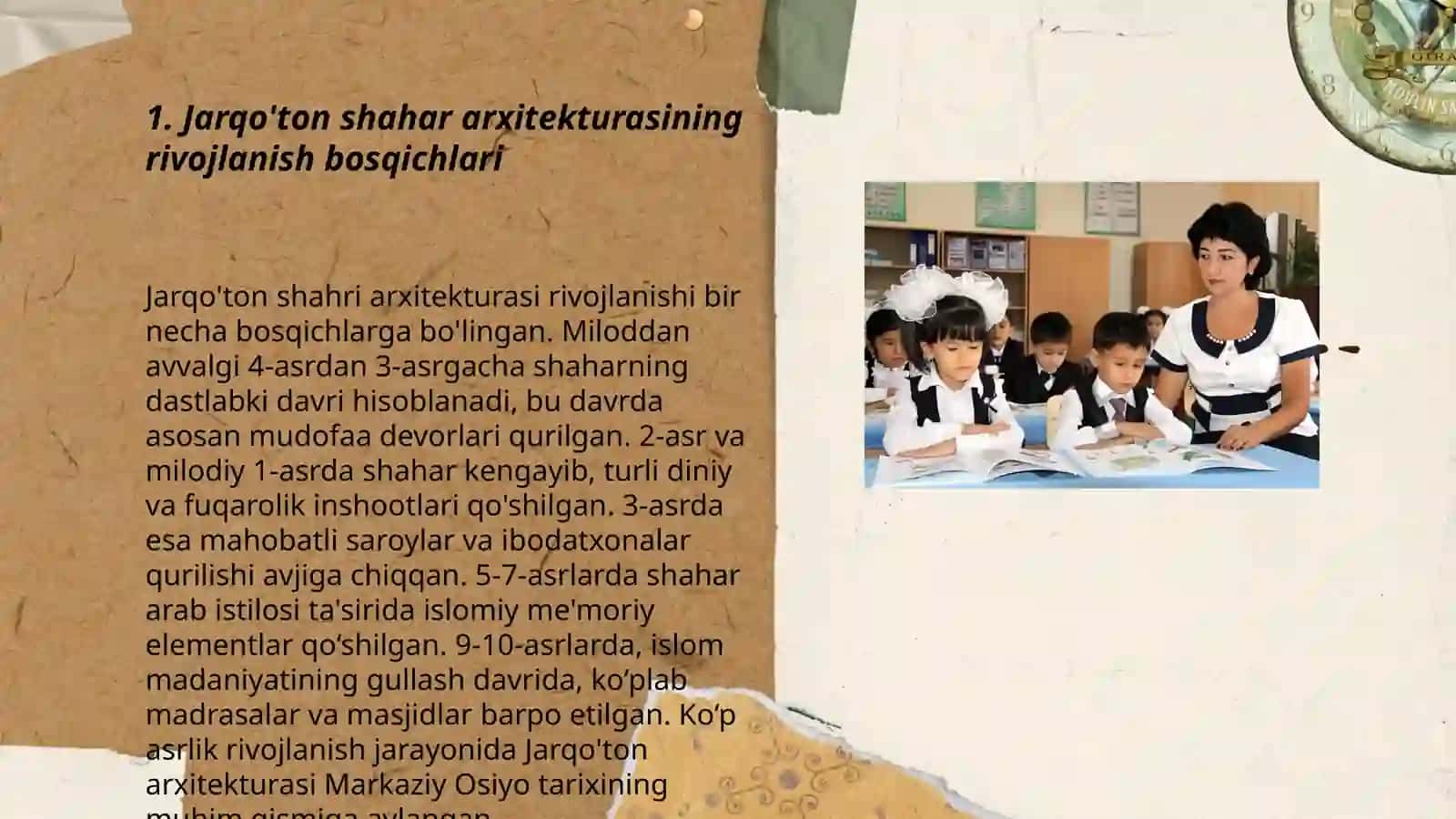 Jarqo'ton - O'zbekiston hududidagi ilk shahar me'morchiligining o'ziga xos uslublari 3
