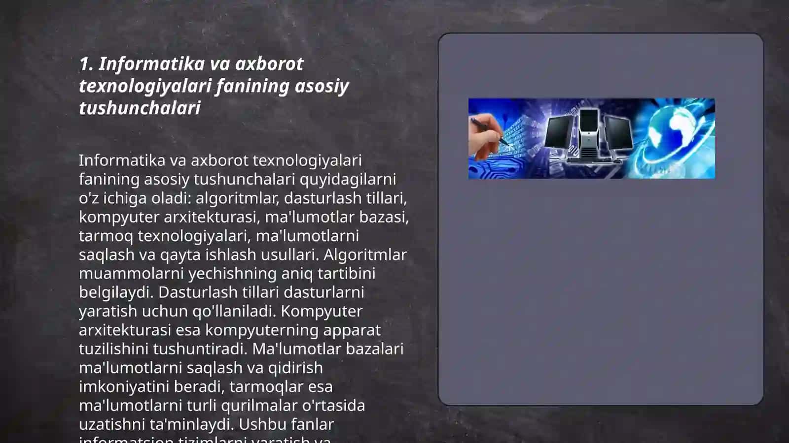 Informatika va axborot texnologiyalari fani predmeti va vazifalari 3
