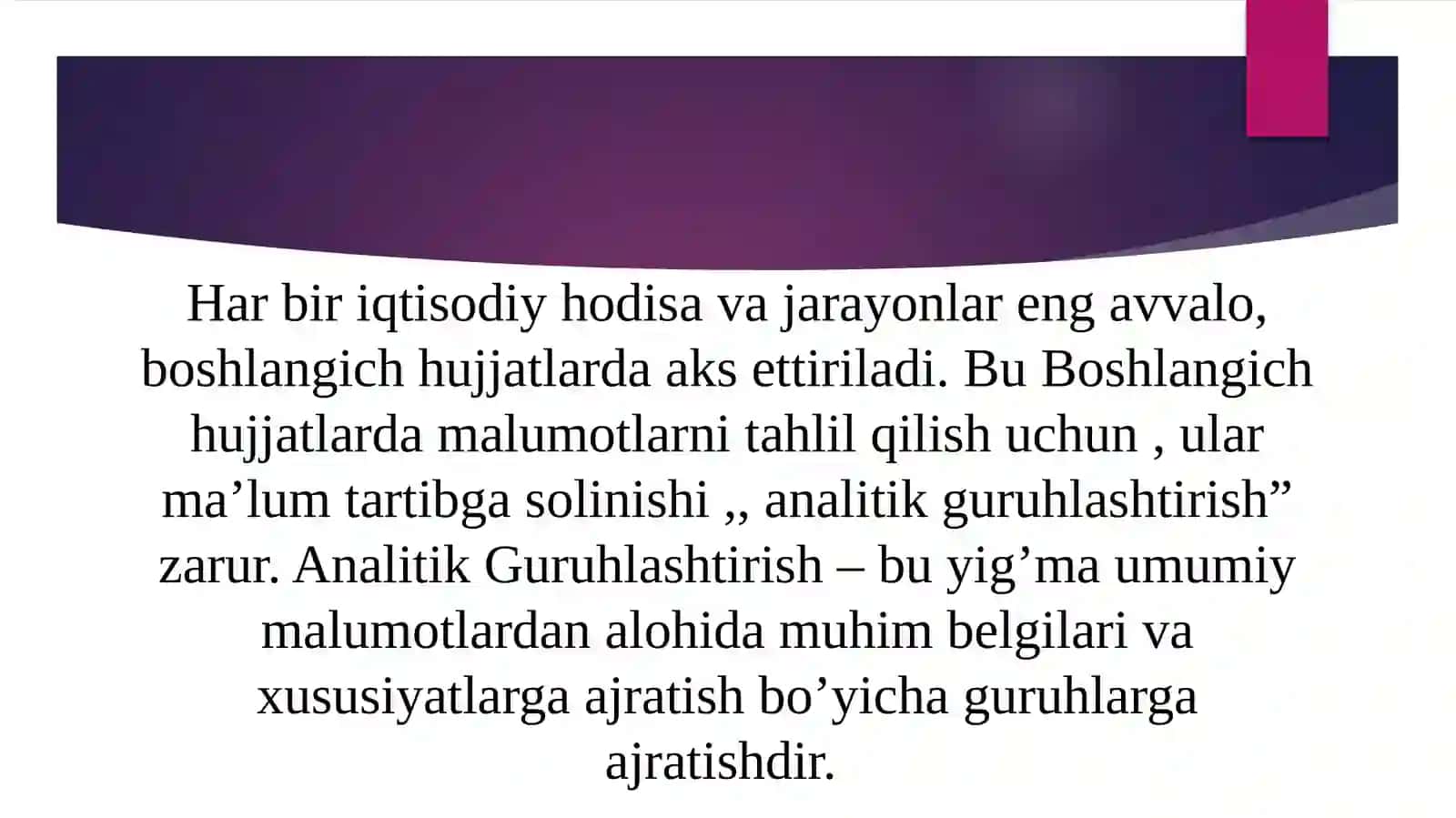 Guruhlashtirish usuli va uning tahlilda qo'llanilishi 3