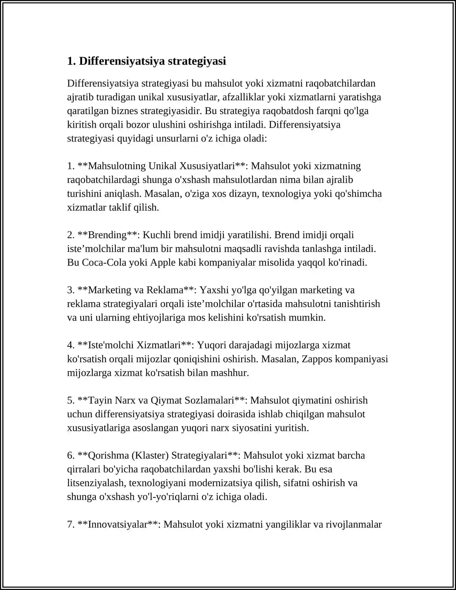 RAQOBAT STRATEGIYALARI (DIFFERENSIYATSIYA VA NARX YETAKCHILIGI) 3