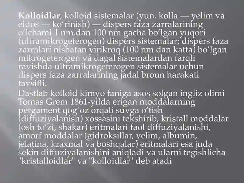 Kolloid sistemalar va dializyo‘li 3