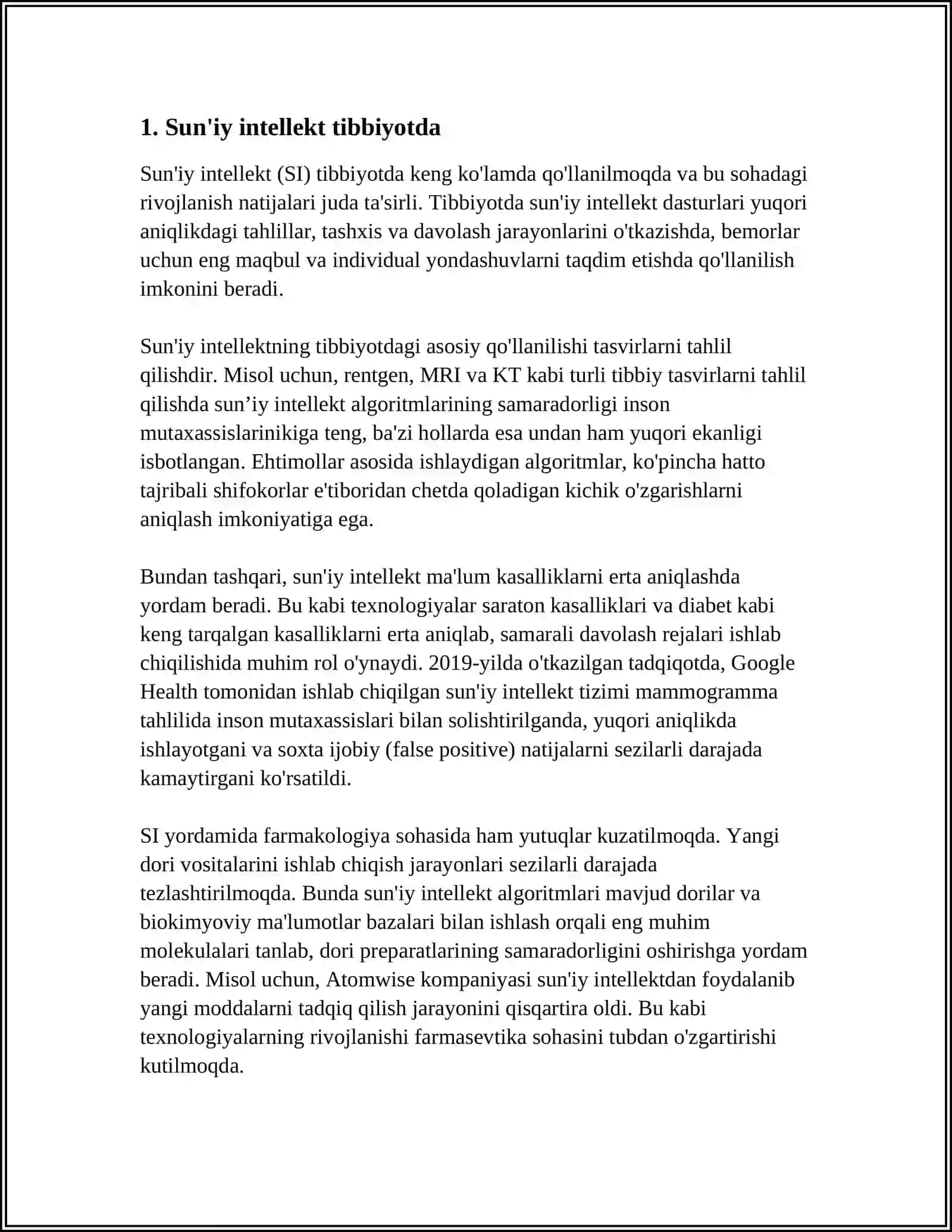 ZAMONAVIY AXBOROT TEXNOLOGIYALARIDAN BUGUNGI KUNDA FOYDALANISH DARAJASI ULARNI TIBBIYOTNING TURLI SOXALARIDA MAʼLUMOTLAR TOʻPLASHDA DIAGNOSTIKA VA DAVOLASHDA TUTGAN OʻRNI 3