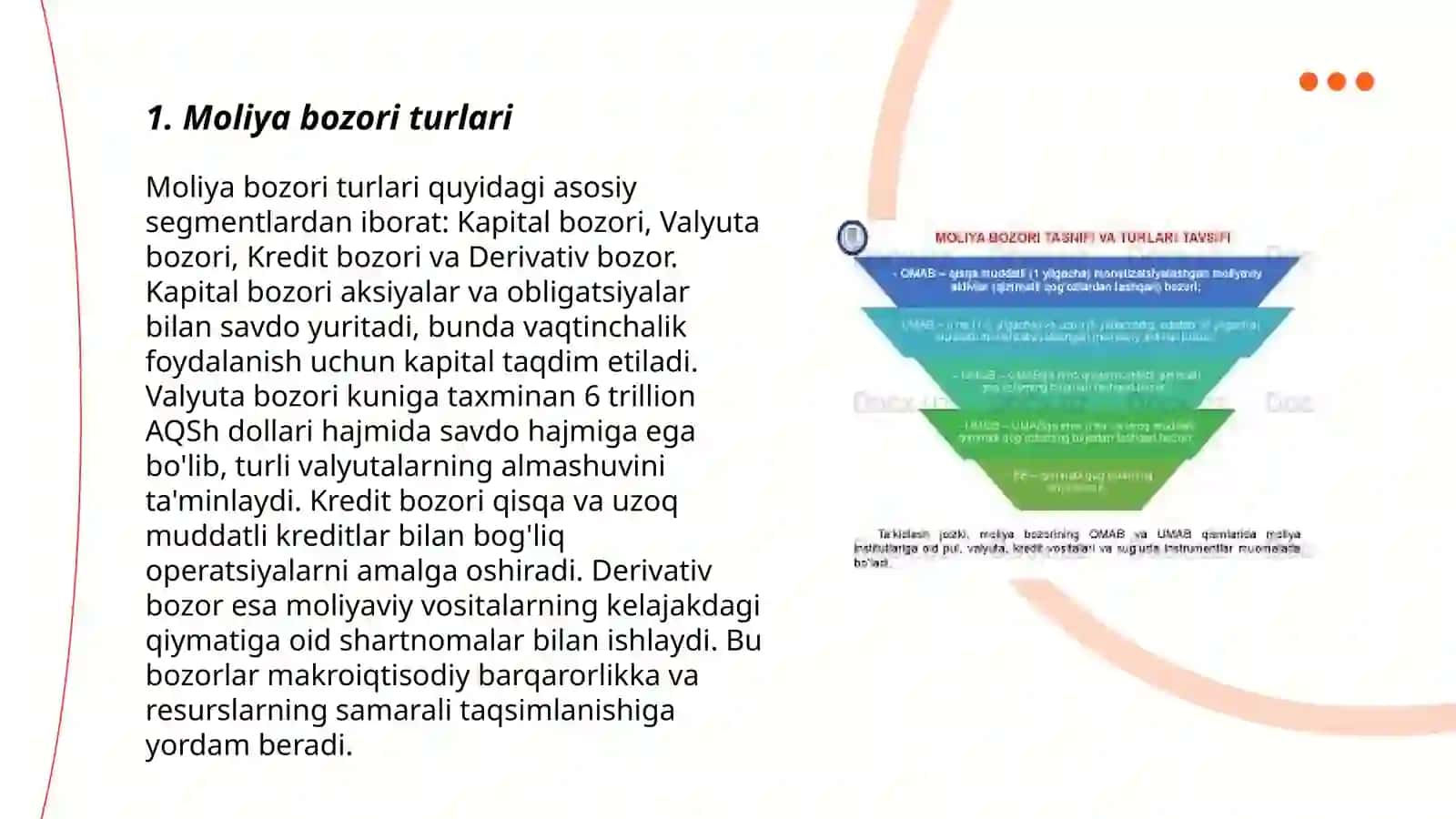 Moliya bozori, turlari va funksiyalari 3