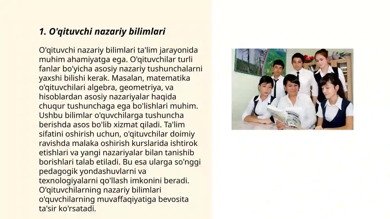 O'QITUVCHI SHAXSIGA QO'YILGAN TALABLAR SHERALIYEVA MUKAMMALXON 3