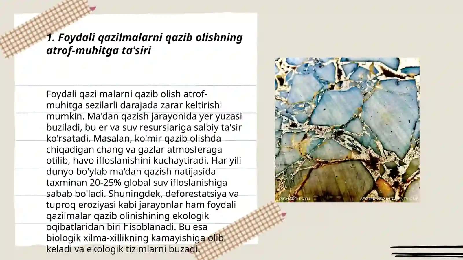 Foydali qazilmalarni ishlab chiqarishdagi ekologik aspektlar 3