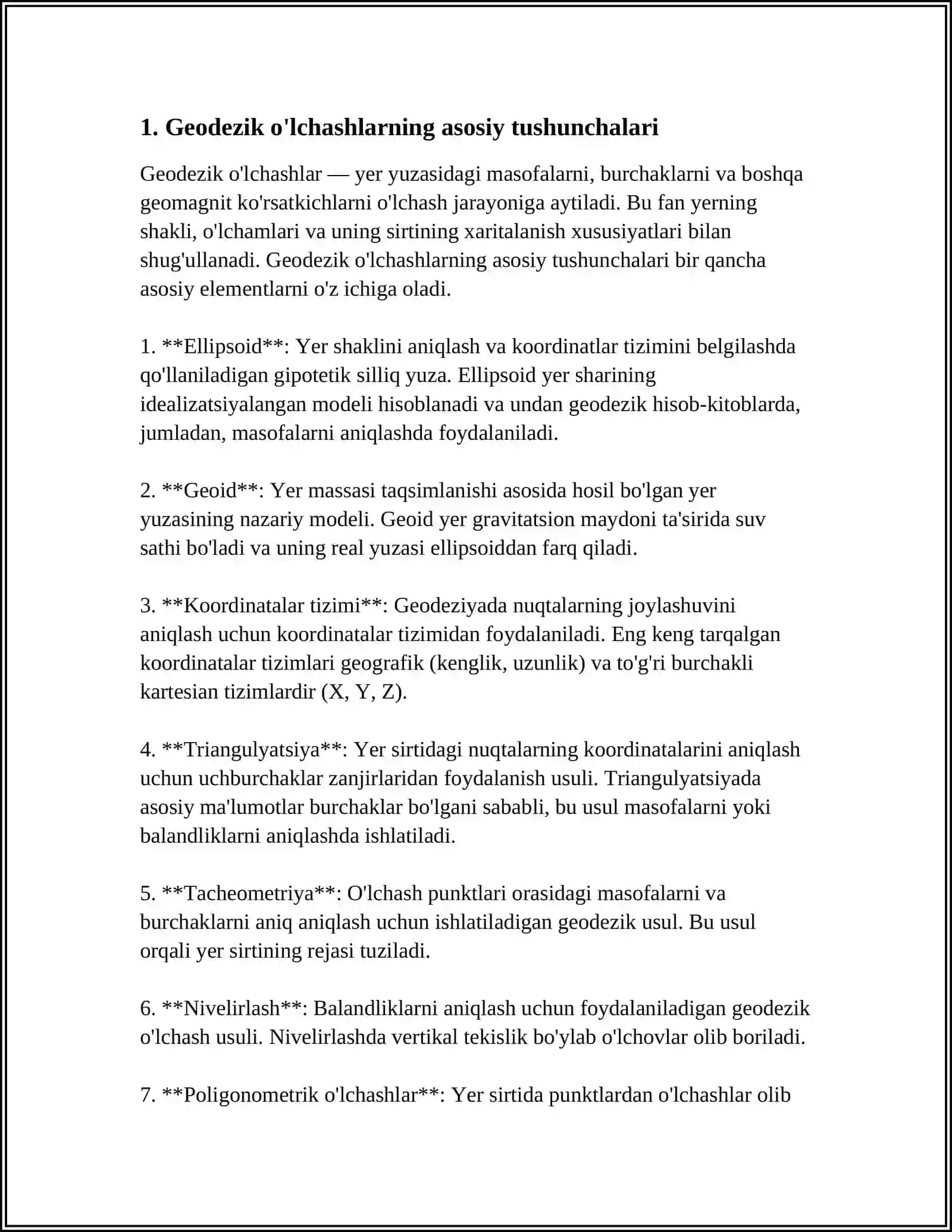 GEODEZIK O'LCHASHLAR. BURCHAK O'LCHASH ASBOBLARI. TEODOLITLARNI TUZILISHI, ULARNI TEKSHIRISH 3