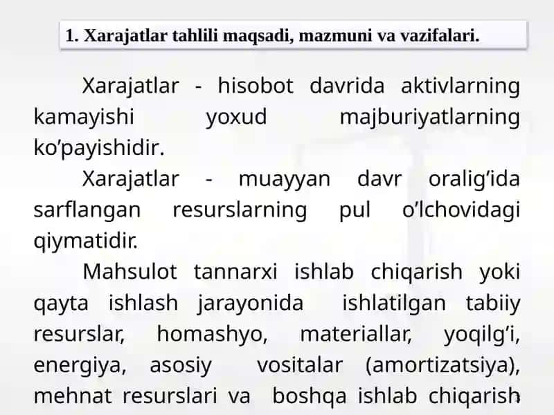Ishlab chiqarish va davr xarajatlari tahlili 3