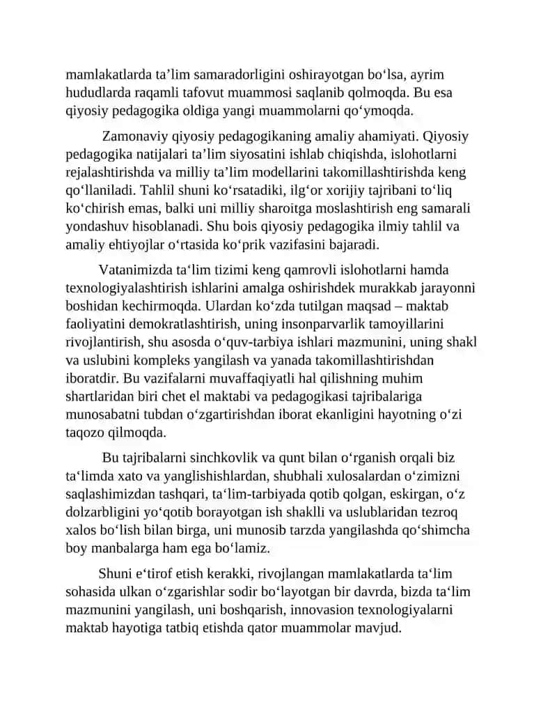 Komparativistik pedagogika. ZAMONAVIY QIYOSIY PEDAGOGIK MASALALAR TARAQQIYOTI. 3