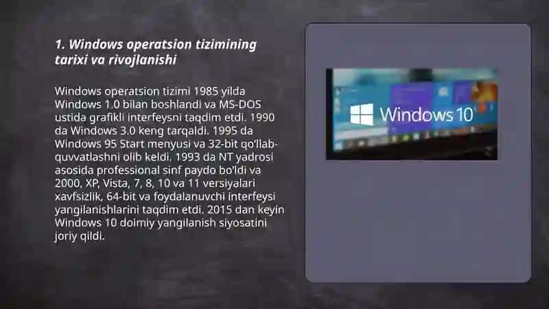 Windows operatsion tizimining umumiy tasnifi 3
