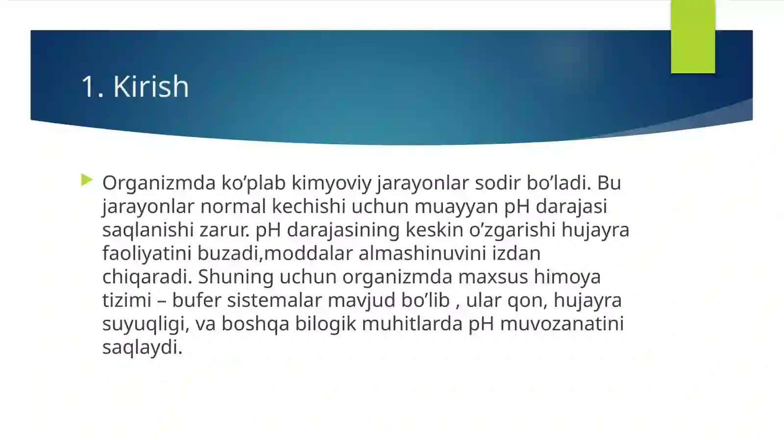 Bufer sistemalar va bufer sistemalarning organizmdagi ahamiyati 3
