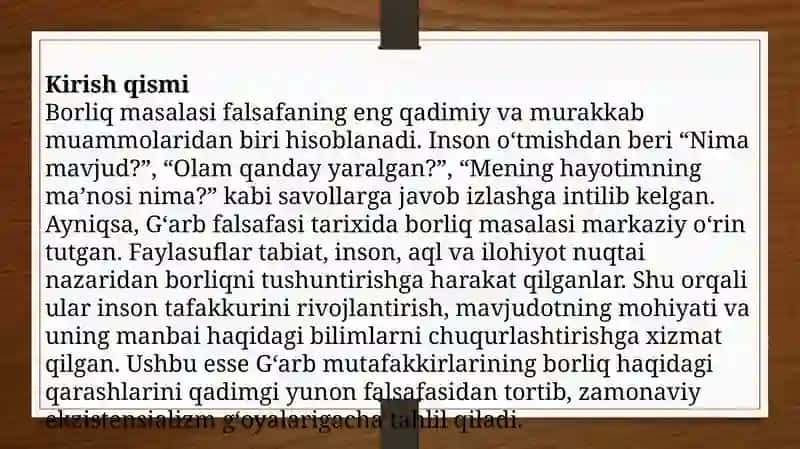 G’arb mutafakkirlarining borliq haqidagi ta’limotlari 3