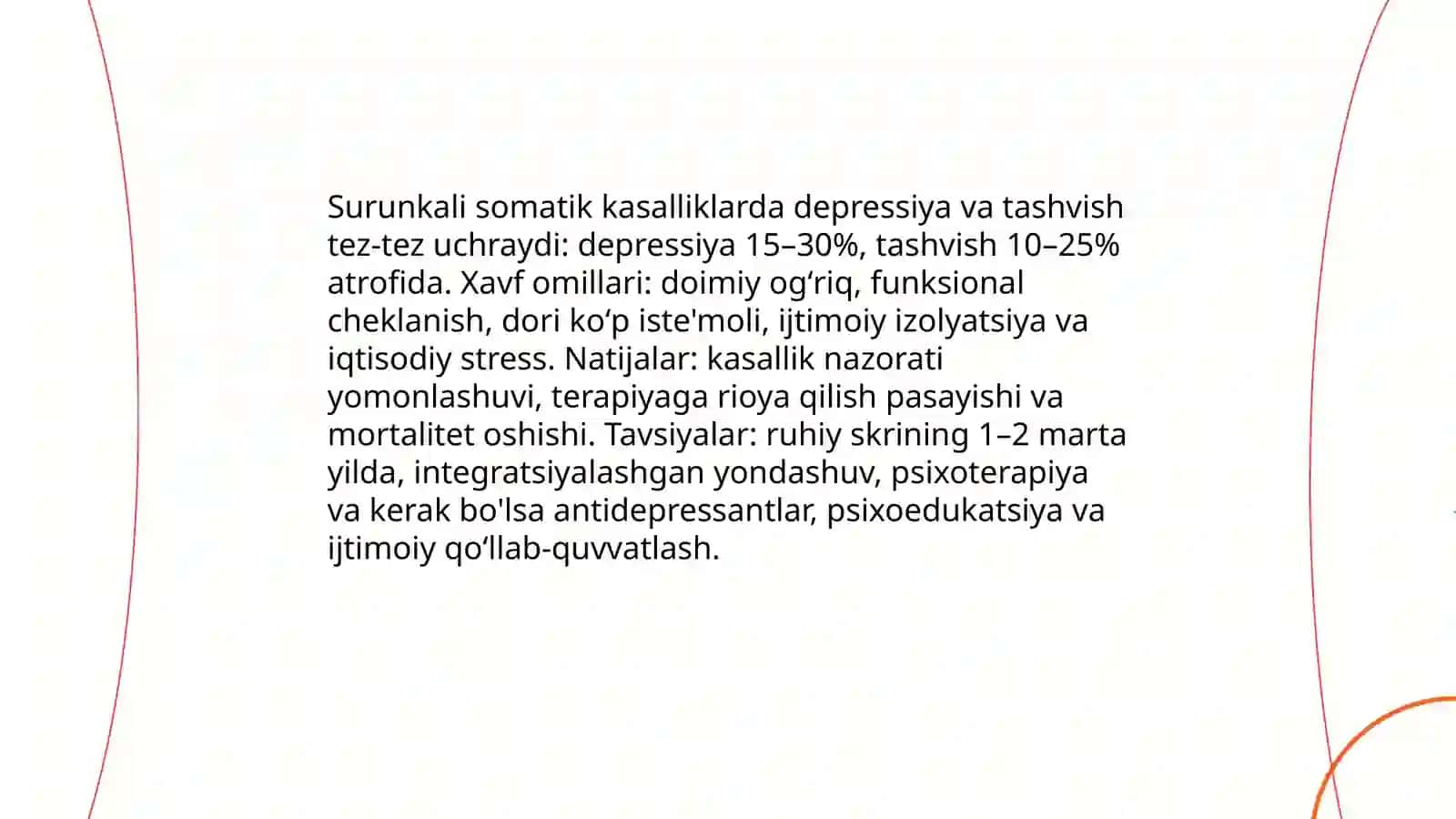 Surunkali somatik kasalliklar bilan ogʻrigan kasalliklar psixologiyasi 3