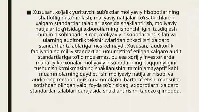 Mahsulot sotishdan olingan yalpi foyda auditini 3