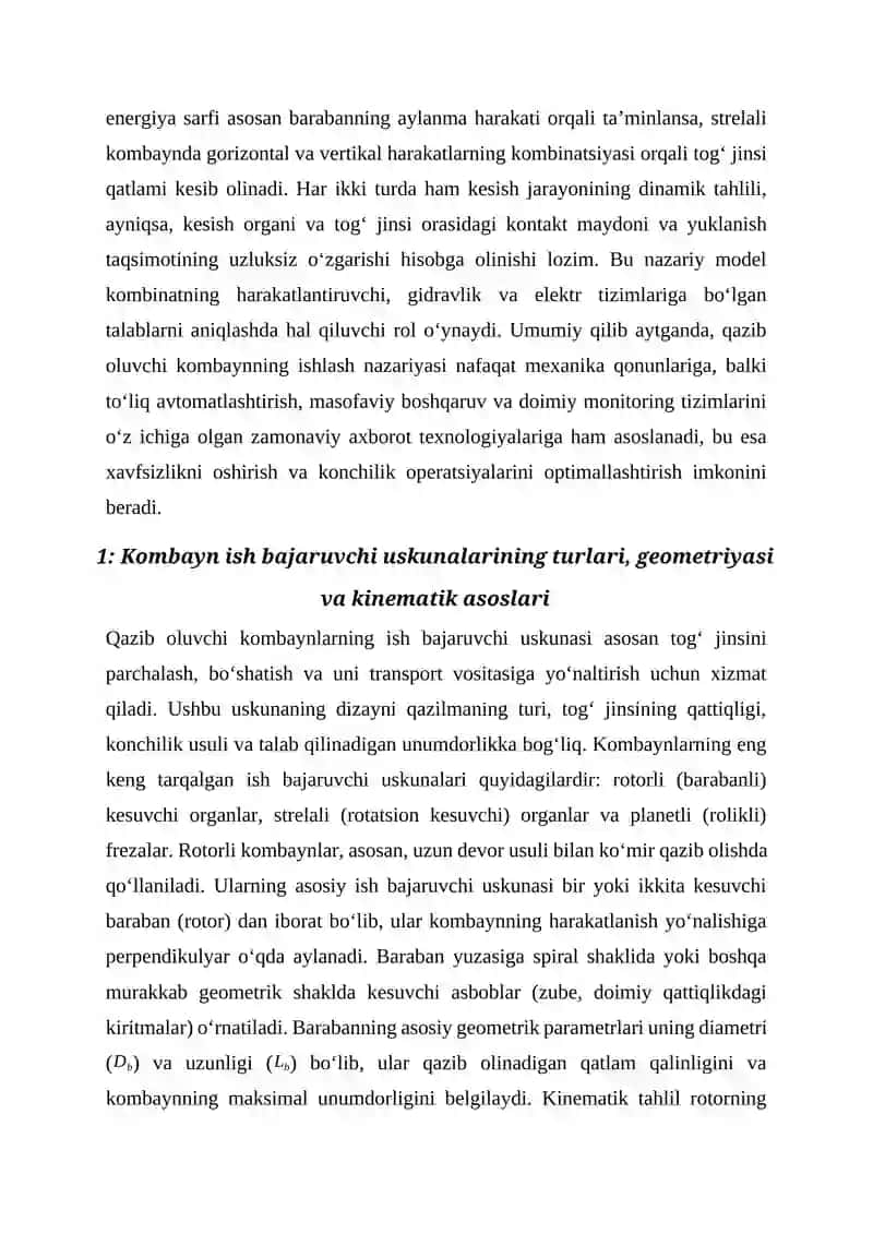 Qazib oluvchi kombaynlar ish bajaruvchi a‘zolari konstruktiv tuzilishi va ishlash printsipi 3