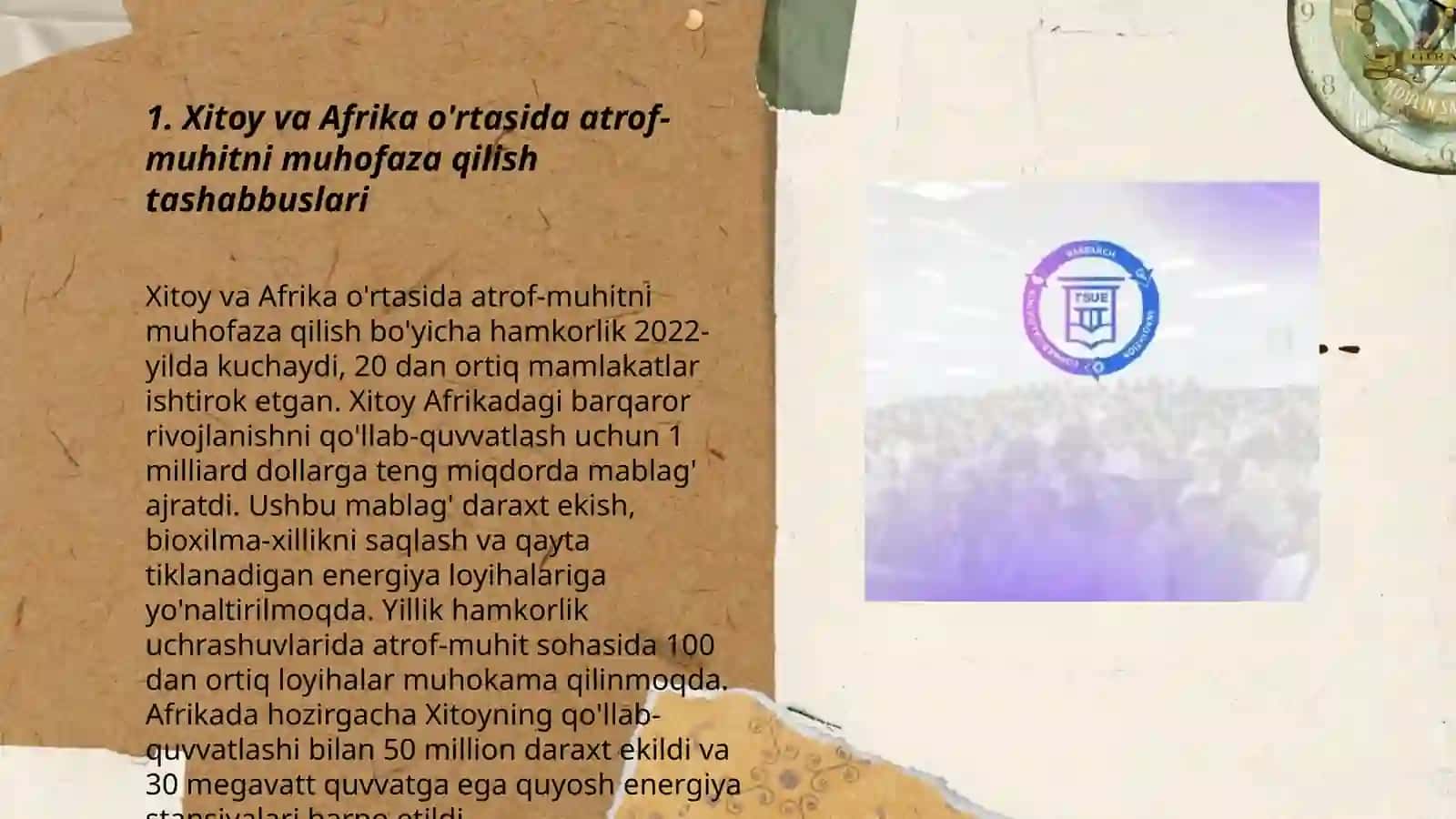 Xitoy-Afrika atrof-muhit bo'yicha hamkorligi 3