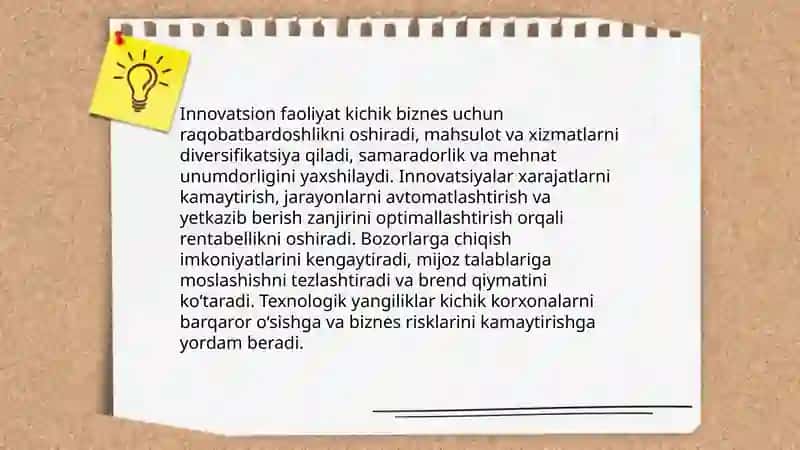 Innovatsion faoliyatning kichik biznesdagi o'rni 3