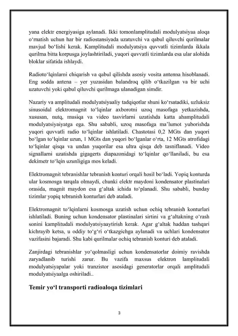 Temir yo‘l radioaloqa tizimlarida chastotaviy va amplitudali modulyatsiya turlari 3