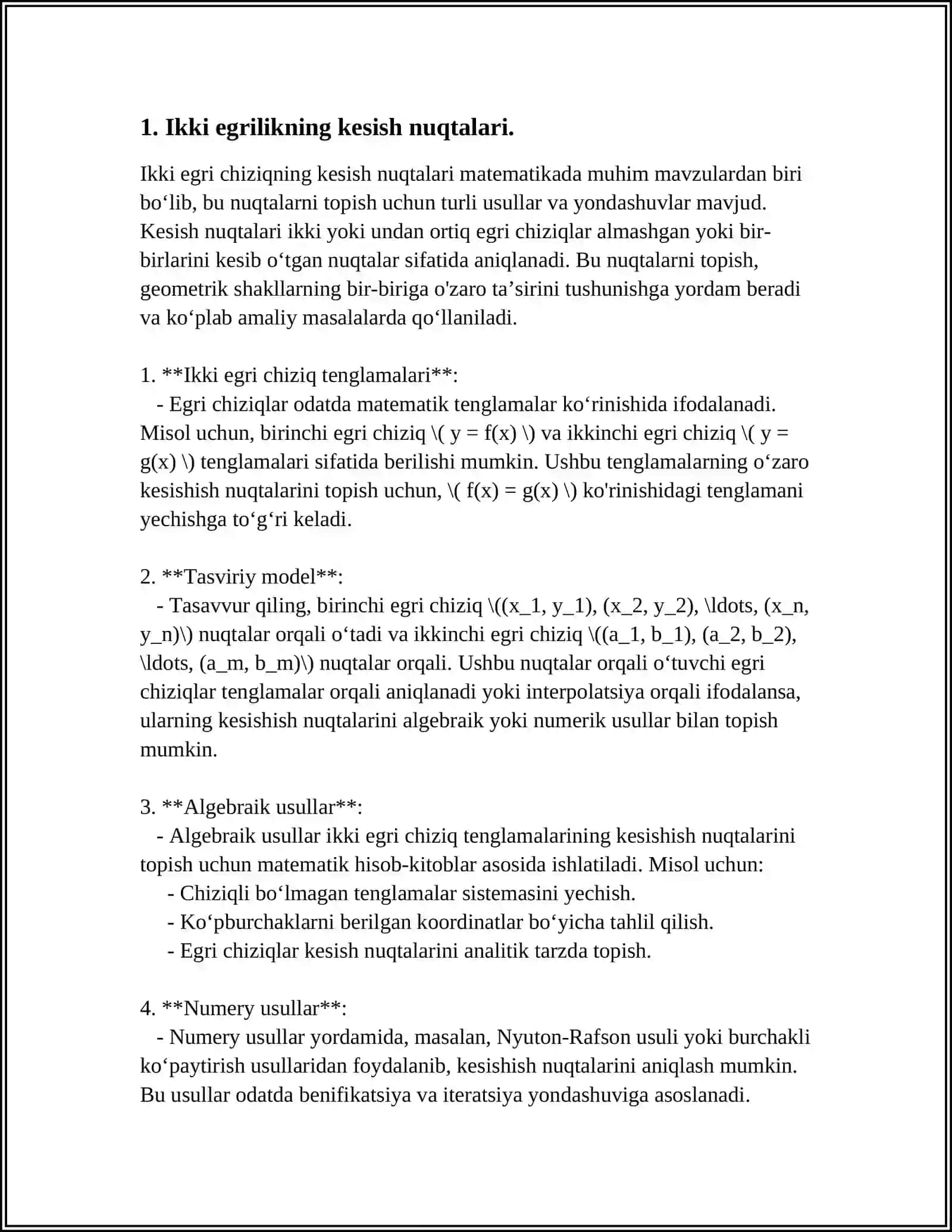 TEKISLIKDA IKKI EGRI CHIZIQLAR GEPIRBOLASI 3