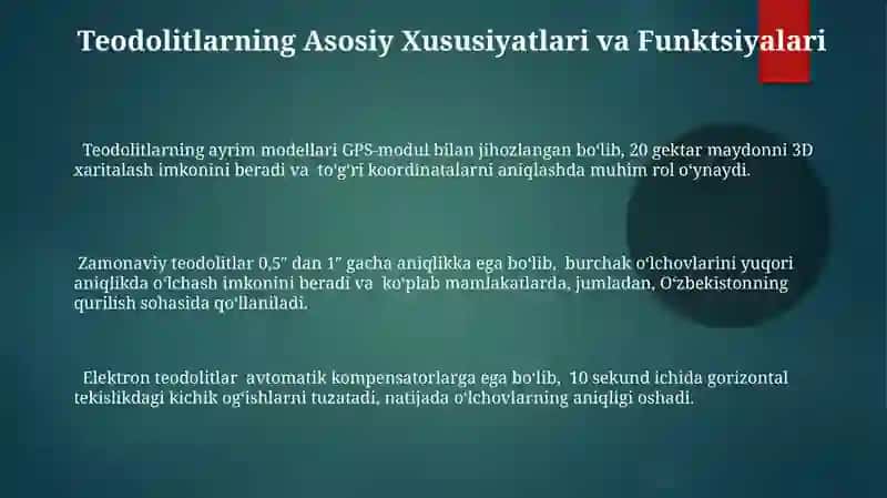 Zamonaviy teodalitlar va taxeometirlar 3