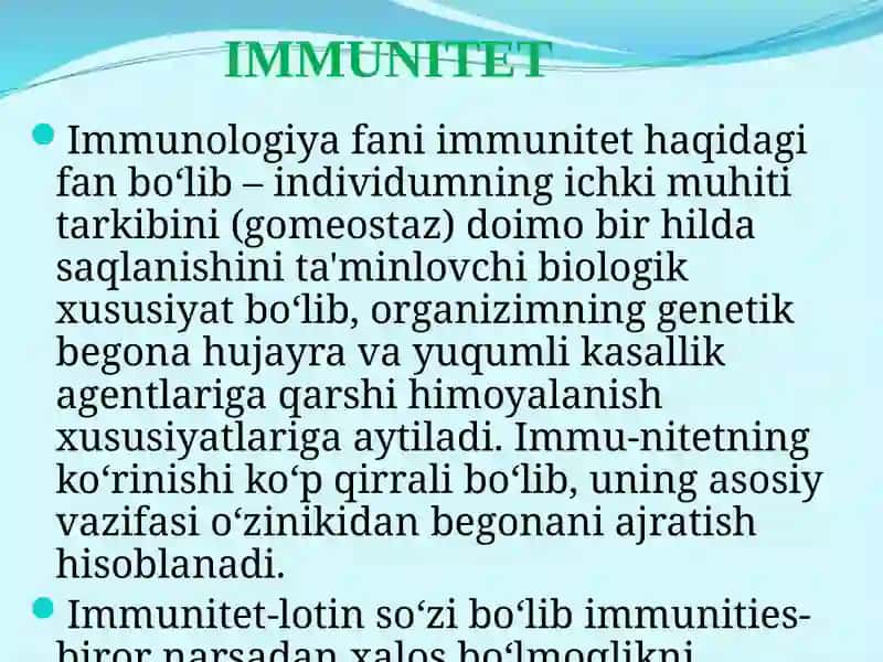 Immunitet. Immun tizimning tuzilishi va funktsiyalari 3