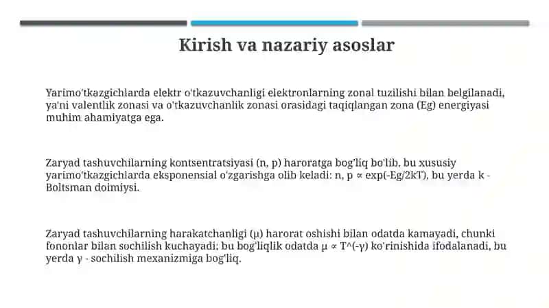 Yarimo'tkazgichelektro'tkazuvchanlikningtemperaturagabogliqliginianiqlash 3