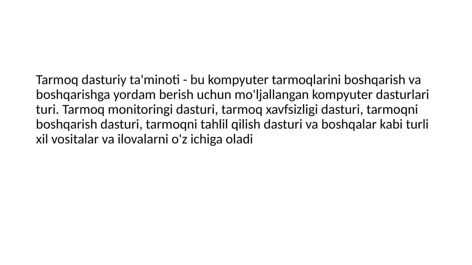 Tarmoq Dasturiy Ta'minoti 3