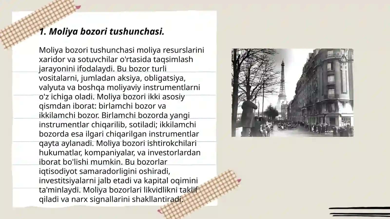 Moliya bozorining iqtisodiyotdagi o‘rni 3