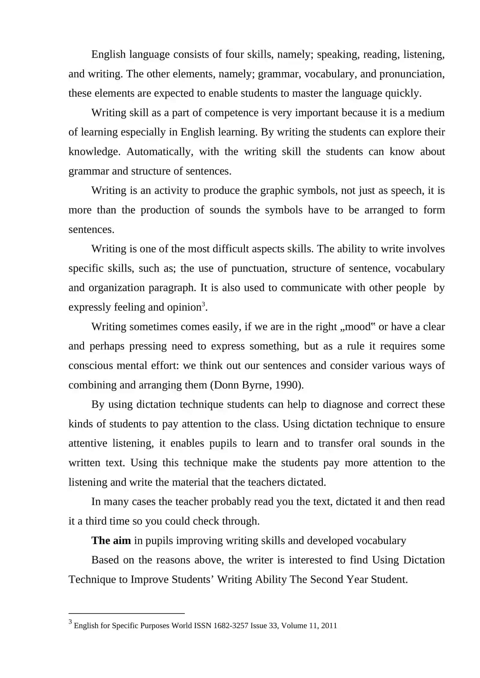 THE ROLE OF DICTATION IN IMPROVING WRITING SKILLS 3