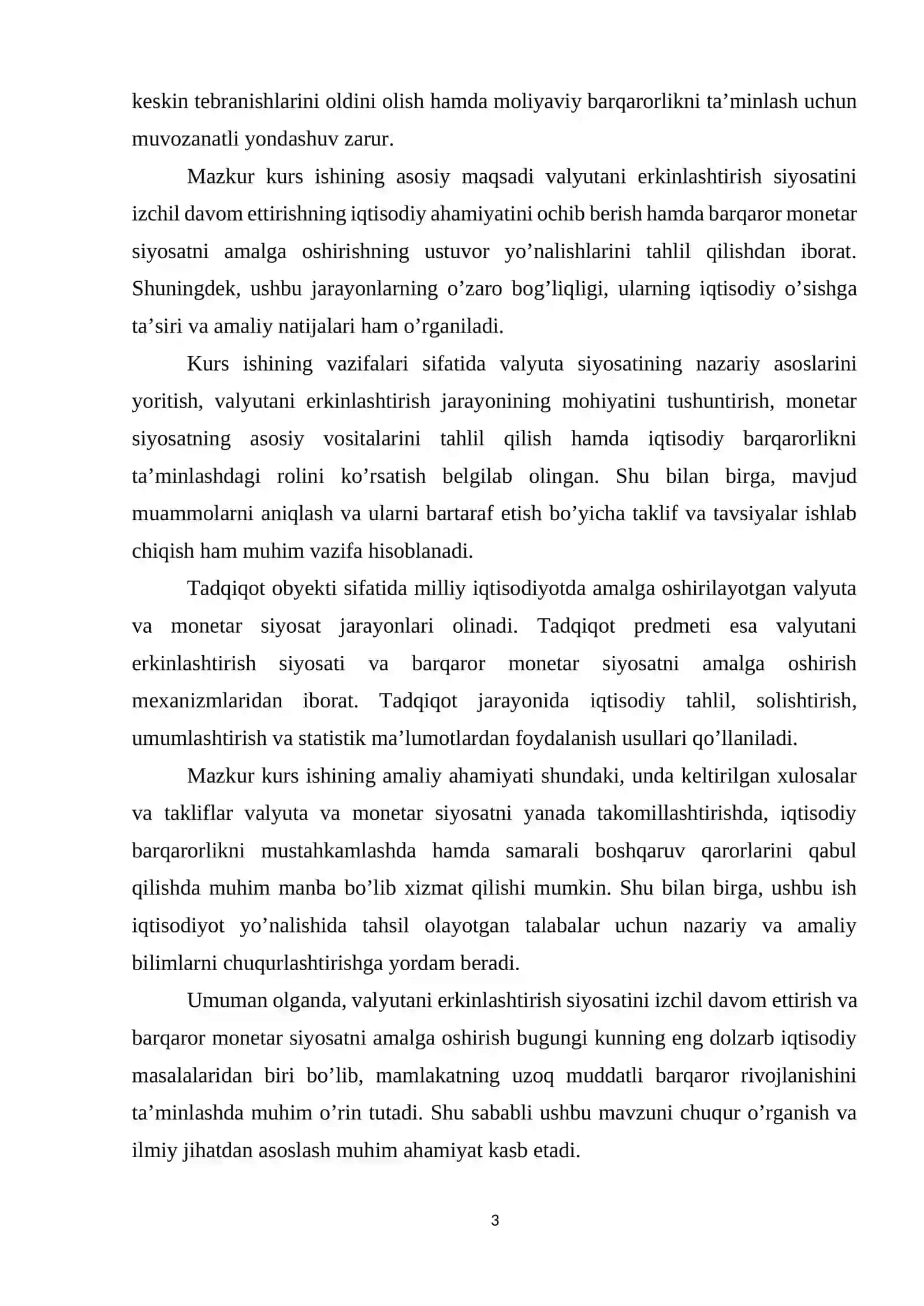 Valyutani erkinlashtirish siyosatini izchil davom ettirish,barqaror monetar siyosatni amalga oshirish 3