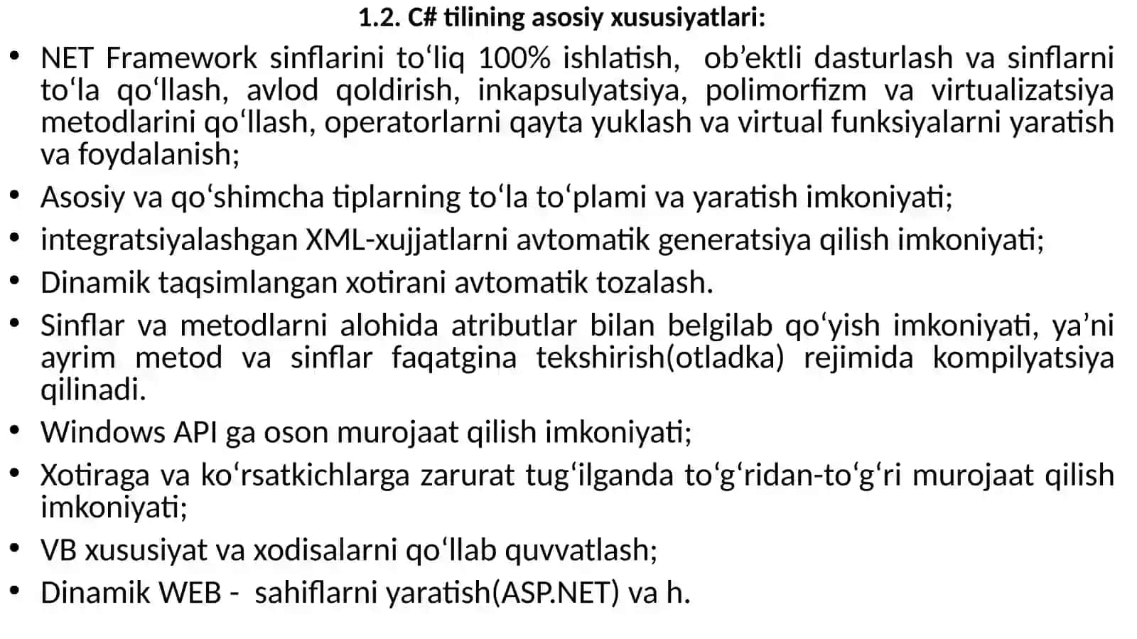 C# TILINING ASOSIY TUSHUNCHALARI, 3