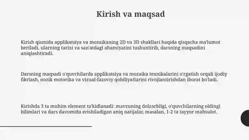 Applikatsiya va mozaika bilan ishlash darslarini tashkil etish metodikasi 3