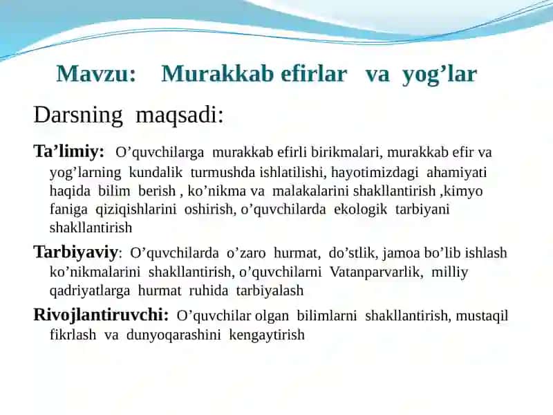 Murakkab efirlar va yog'lar 3