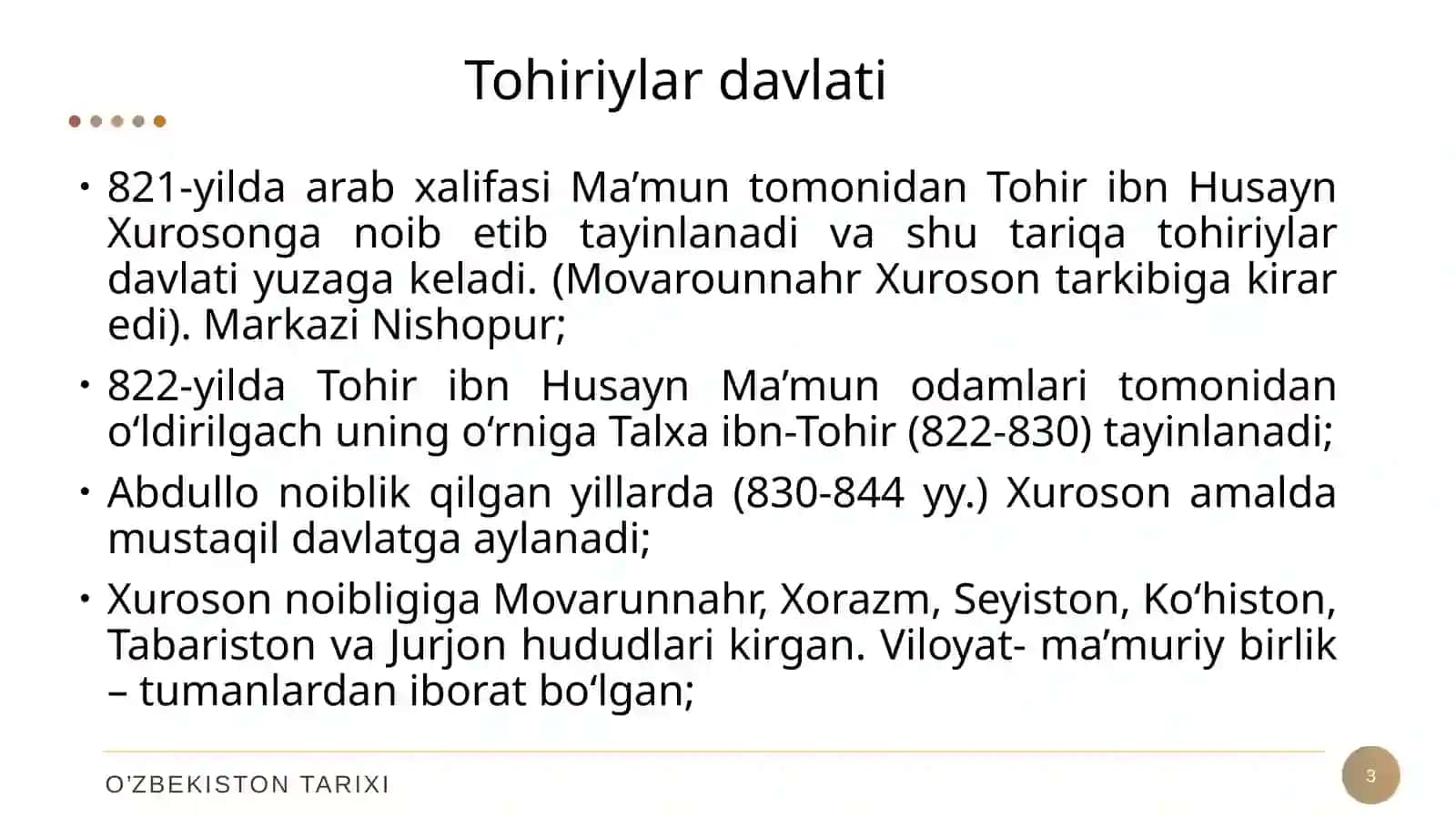IX-XII asrlarda   O‘zbek davlatchiligi.  Ijtimoiy, siyosiy-iqtisodiy hayoti. Ajdodlarimizning jahon sivilizatsiyasi taraqqiyotiga qo‘shgan ulkan xissasi 3