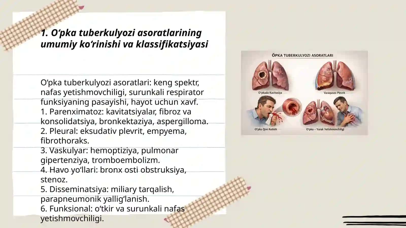O‘pka tuberkulyozi asoratlari. Tuberkulyoz bilan kasallangan bemorlarda nafas yetishmovchiligi 3
