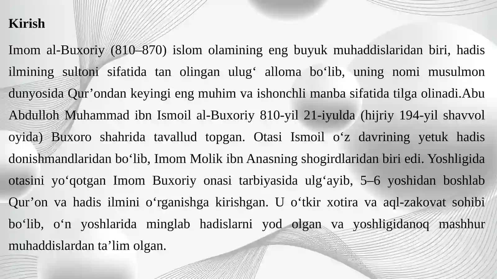 Imom al-Buxoriyning hayoti va ilmiy shakllanishi 3