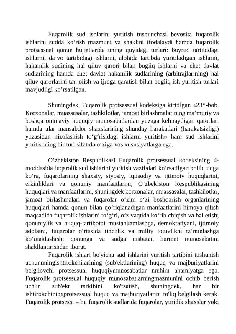 Fuqorolikda Sud Ishlarini Yuritish Turlari 3