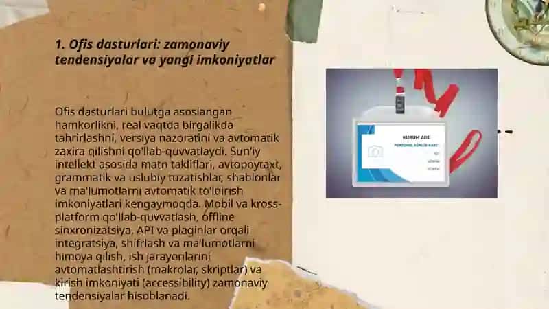 Ofis daturlari va ularning yangi imkoniyatlari.Matn muharrirlarida ishlash asoslari 3