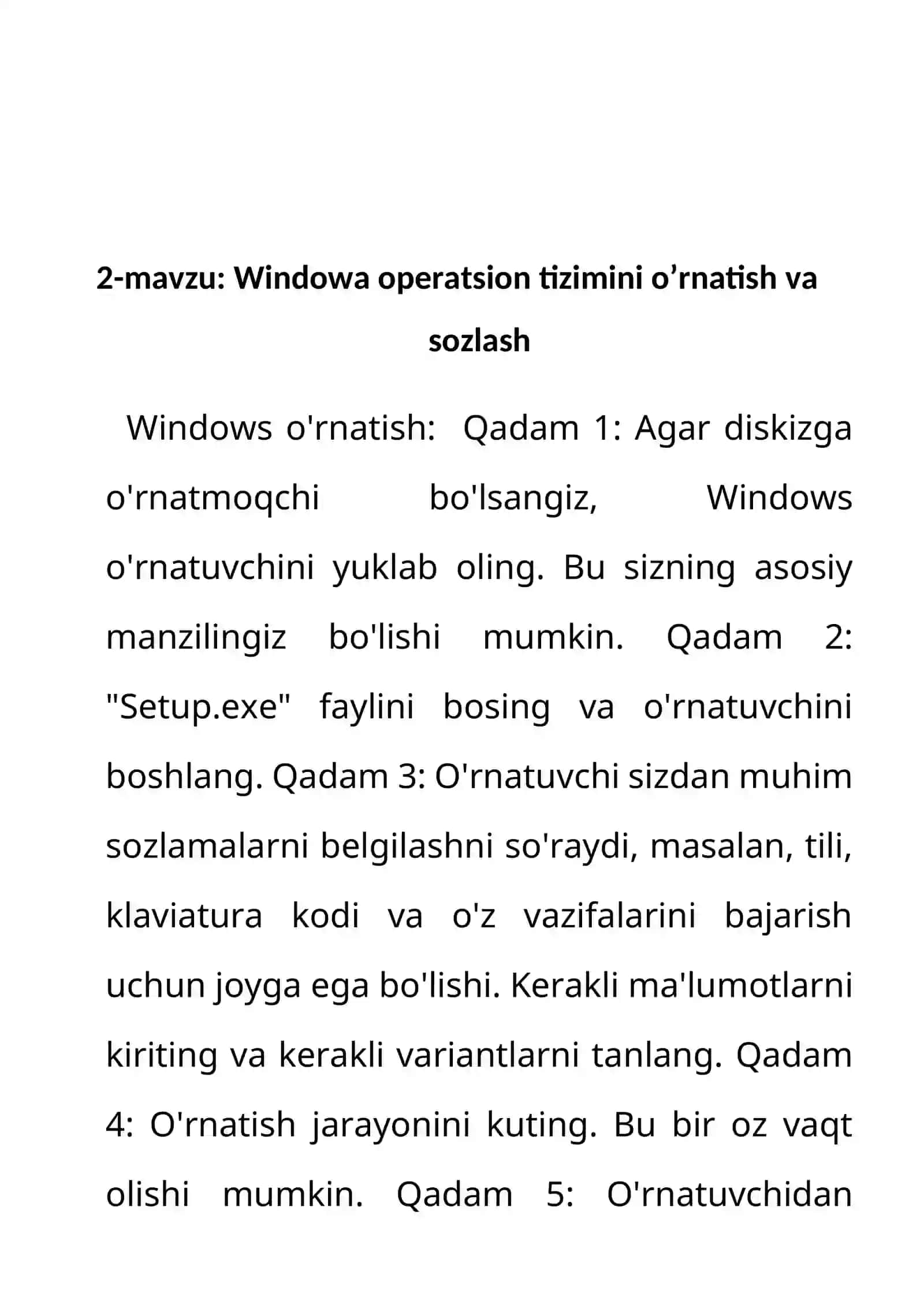 Windowa operatsion tizimi va uning axamiyati 3