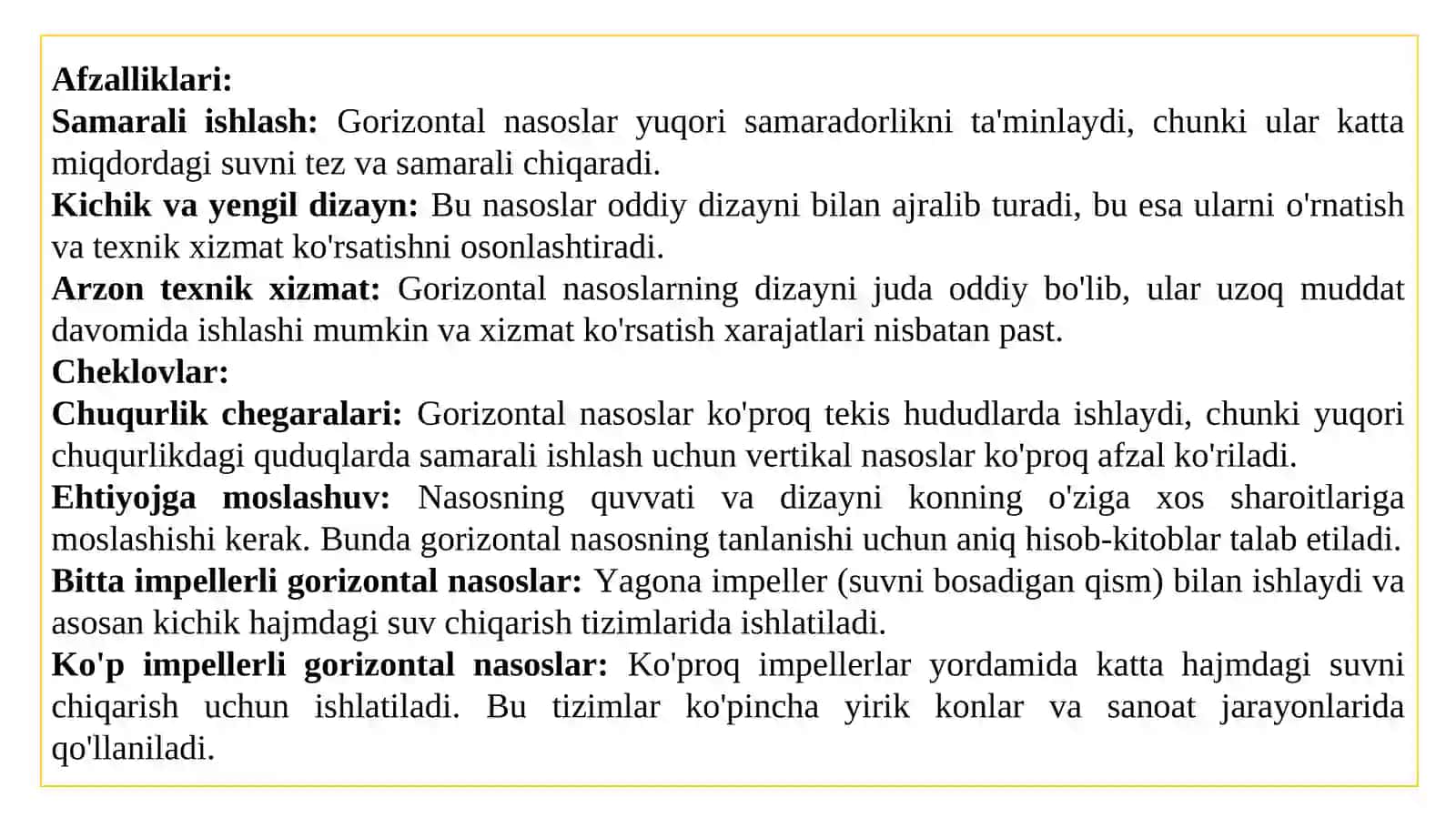 Konchilik suv chiqarish qurilma turlari va ularning vazifalari 3
