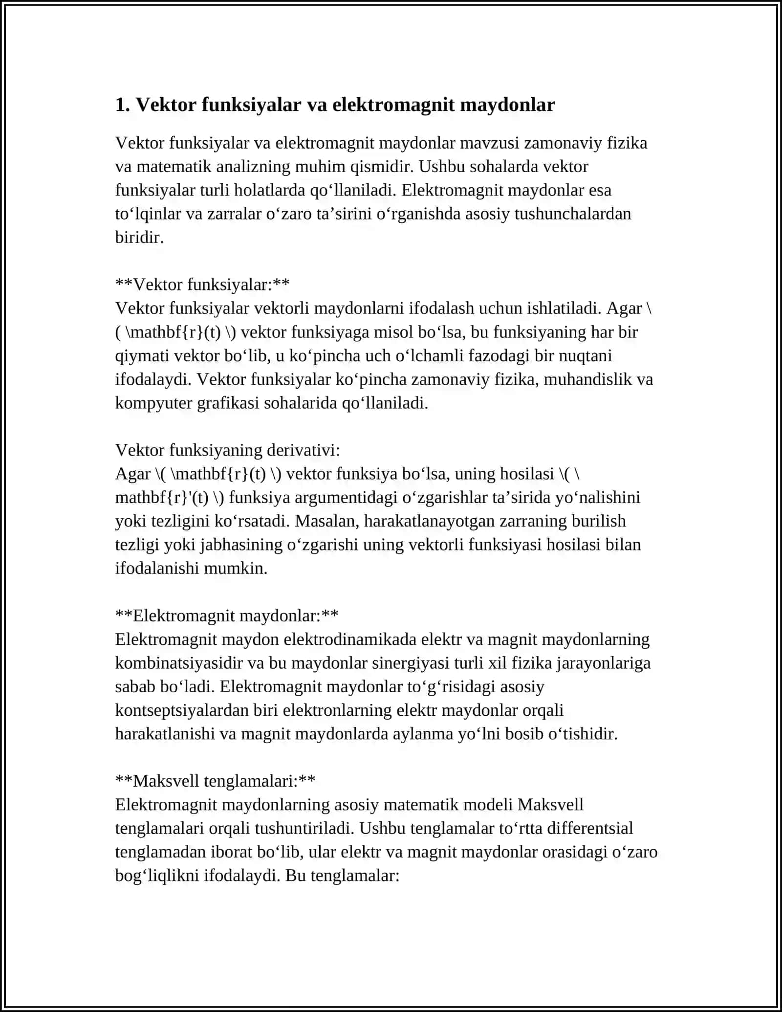 VEKTOR FUNKSIYALARNING ELEKTROTEXNIKA SOHASIDAGI TATBIQLARI 3