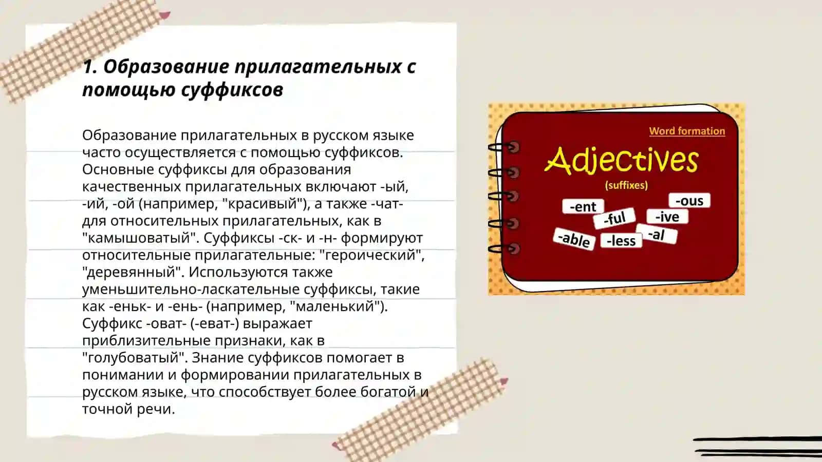 Суффиксы имён прилагательных 3