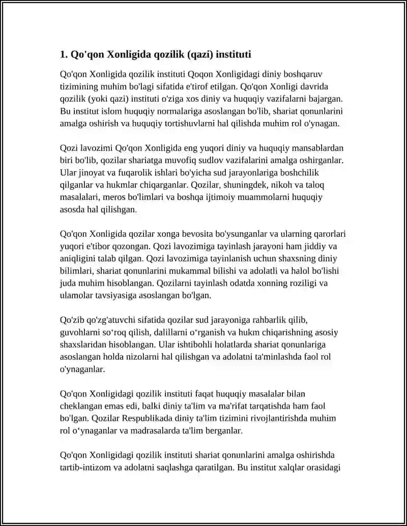 Qo'qon Xonligida qozilik (qazi) instituti 3