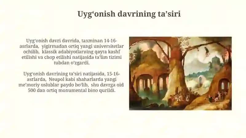 Uygʻonish davrining madaniy va badiiy yutuqlari 3