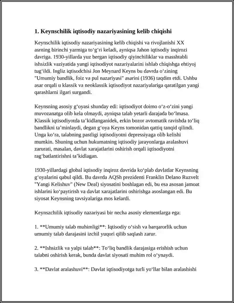 M. KEYNSNING IQTISODIY TA'LIMOTI KEYNSCHILAR VA NEOKEYNSCHILAR MOHIYATI 3