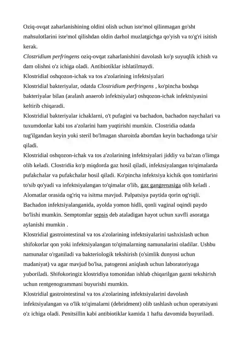 Klostridiylar va Noklostridiylar infeksiyalar 3