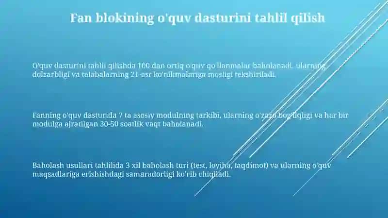 Xorijda kutubxonashunoslik sohasini oʻqitishda fanlar bloki tahlili 3